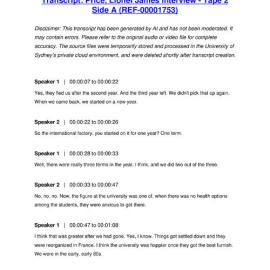 Price, Lionel James Interview - Tape 2 Side A - Transcript