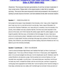 Dougherty, Ivan Noel Interview - Tape 1 Side A - Transcript