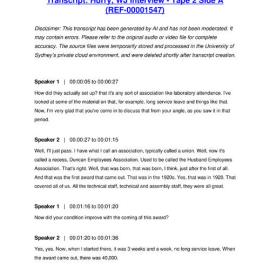 Hurry, WJ Interview - Tape 2 Side A - Transcript