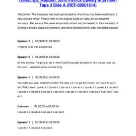 Madden, John Patrick Cawley Interview - Tape 3 Side A - Transcript