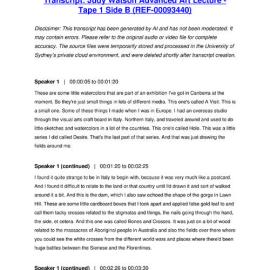 Judy Watson Advanced Art Lecture - Tape 1 Side B - Transcript