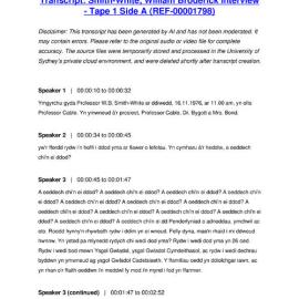 Smith-White, William Broderick Interview - Tape 1 Side A - Transcript