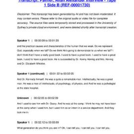 Palmer, Allan Alexander Interview - Tape 1 Side B - Transcript