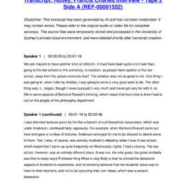 Hutley, Francis Charles Interview - Tape 2 Side A - Transcript