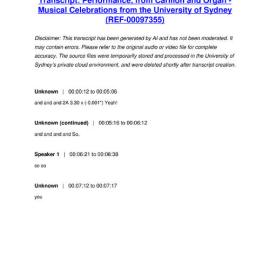 Performance, from Carillon and Organ - Musical Celebrations from the University of Sydney - Transcript