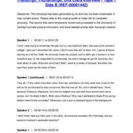 Fitzhardinge, Una Clara Interview - Tape 1 Side B - Transcript