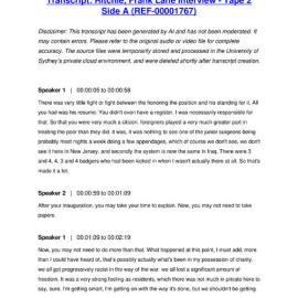 Ritchie, Frank Lane Interview - Tape 2 Side A - Transcript