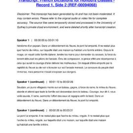 French Dictations for Honours Classes - Record 1, Side 2 - Transcript