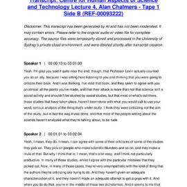 Centre for Human Aspects of Science and Technology Lecture 4, Alan Chalmers - Tape 1 Side B - Transcript