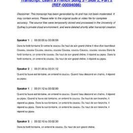 Learn a French Song 3 - Side 2, Part 2 - Transcript