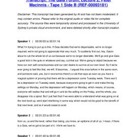 The Gaia Forum, Lecture 2, Peter Macinnis - Tape 1 Side B - Transcript