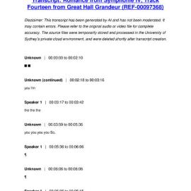 Romance from Symphonie IV, Track Fourteen from Great Hall Grandeur - Transcript