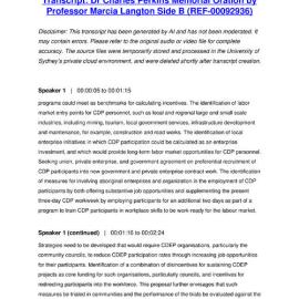 Dr Charles Perkins Memorial Oration by Professor Marcia Langton Side B - Transcript