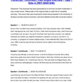 Tomlinson, Paul Angus Interview - Tape 1 Side A - Transcript