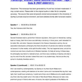 Wishart, David Sutcliffe Interview - Tape 1 Side B - Transcript