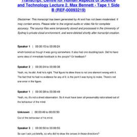 Centre for Human Aspects of Science and Technology Lecture 2, Max Bennett - Tape 1 Side B - Transcript