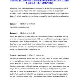 Butchart, James Douglas Interview - Tape 1 Side A - Transcript