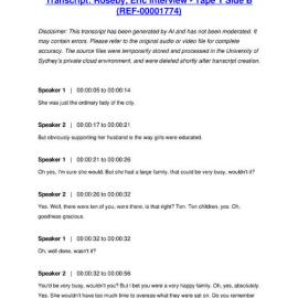 Roseby, Eric Interview - Tape 1 Side B - Transcript