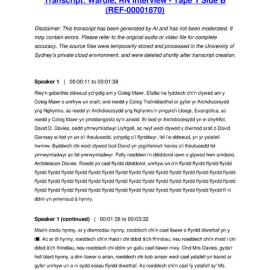 Wardle, RN Interview - Tape 1 Side B - Transcript