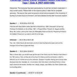 Leslie, Esther Elizabeth Austin Interview - Tape 1 Side A - Transcript