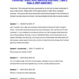 Ward, John Manning Interview - Tape 2 Side A - Transcript