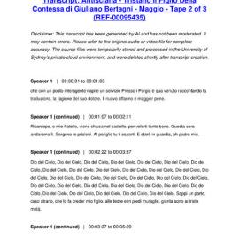 Antisciana - Tristano Il Figlio Della Contessa di Giuliano Bertagni - Maggio - Tape 2 of 3 - Transcript