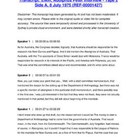 Elkin, Adolphus Peter Interview - Tape 2 Side A, 8 July 1975 - Transcript