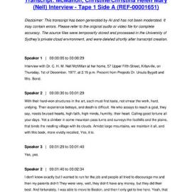 McMahon, Christine/Christina Helen Mary (Nell) Interview - Tape 1 Side A - Transcript