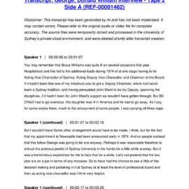 George, Donald William Interview - Tape 2 Side A - Transcript