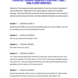 Wallace, Roderick J Interview - Tape 1 Side A - Transcript