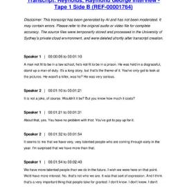 Reynolds, Raymond George Interview - Tape 1 Side B - Transcript
