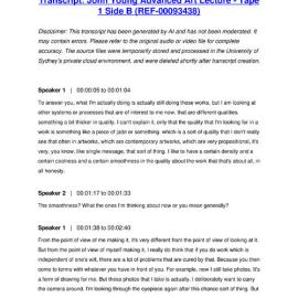 John Young Advanced Art Lecture - Tape 1 Side B - Transcript