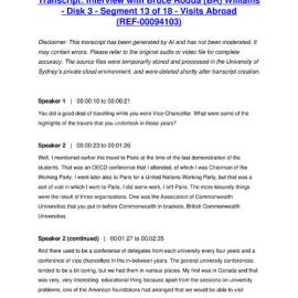 Interview with Bruce Rodda (BR) Williams - Disk 3 - Segment 13 of 18 - Visits Abroad - Transcript