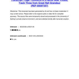Fuga - Concerto in D Minor after Vivaldi, Track Three from Great Hall Grandeur - Transcript