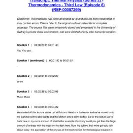 Thermal Physics (Series 2) - Thermodynamics - Third Law (Episode 6) - Transcript