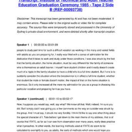 Institute of Technical and Adult Teacher Education Graduation Ceremony 1985 - Tape 2 Side B - Transcript
