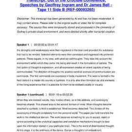 Out of the Crucible Conference, Speeches by Geoffrey Ingram and Dr James Bell - Tape 11 Side B - Transcript
