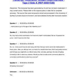 Hindmarsh, William Lloyd Interview - Tape 2 Side A - Transcript