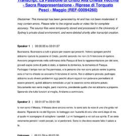 La Passione di Cristo Alla Chiesa Vecchia - Sacra Rappresentazione - Riprese di Torquato Pesci - Maggio - Transcript