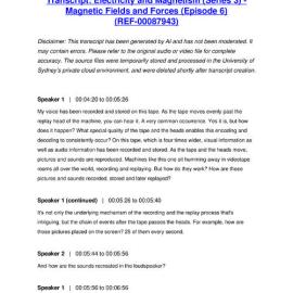 Electricity and Magnetism (Series 3) - Magnetic Fields and Forces (Episode 6) - Transcript