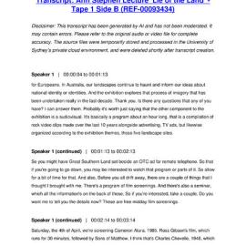 Ann Stephen Lecture 'Lie of the Land' - Tape 1 Side B - Transcript