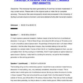 A Personal View Lecture 7: Mosaics - Transcript