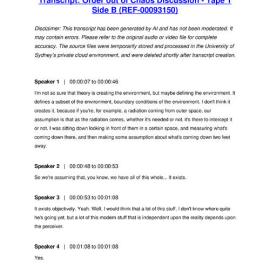 Order out of Chaos Discussion - Tape 1 Side B - Transcript