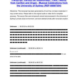 Carillon de Westminster, Track Twenty, from Carillon and Organ - Musical Celebrations from the University of Sydney - Transcript