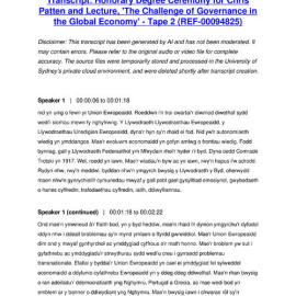 Honorary Degree Ceremony for Chris Patten and Lecture, 'The Challenge of Governance in the Global Economy' - Tape 2 - Transcript
