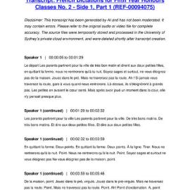 French Dictations for Fifth Year Honours Classes No. 2 - Side 1, Part 1 - Transcript