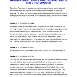 Black, Hermann David Interview - Tape 17 Side B - Transcript