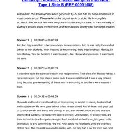 Downie, Phoebe Margaret Interview - Tape 1 Side B - Transcript