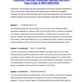 Mitchell, Alexander George Interview - Tape 3 Side A - Transcript