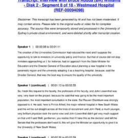 Interview with Bruce Rodda (BR) Williams - Disk 2 - Segment 8 of 18 - Westmead Hospital - Transcript